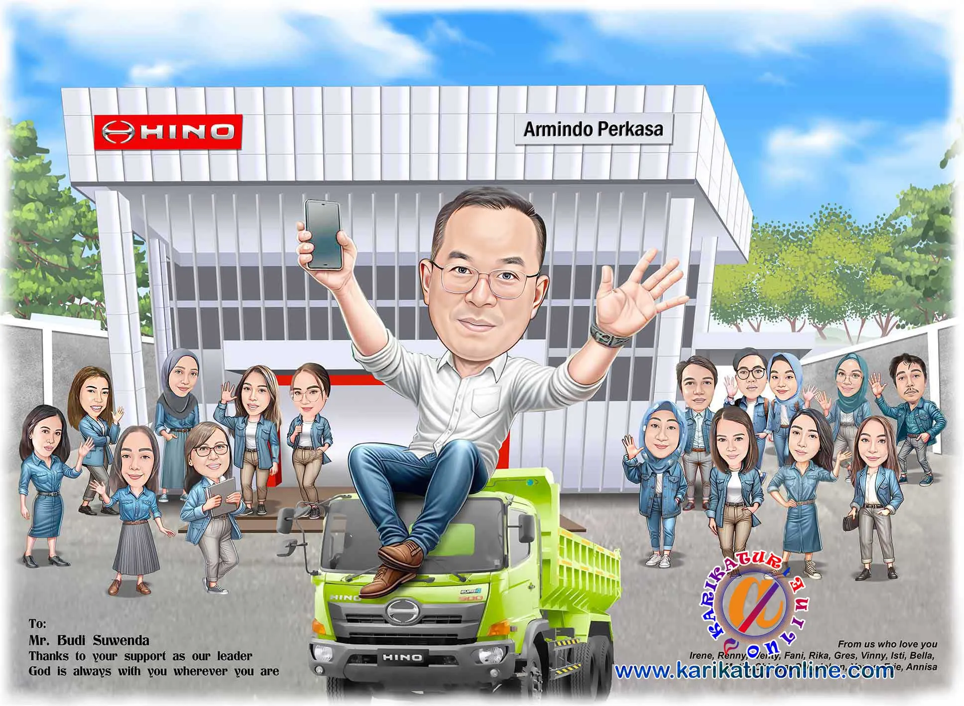 Karikatur grup karyawan Hino lucu