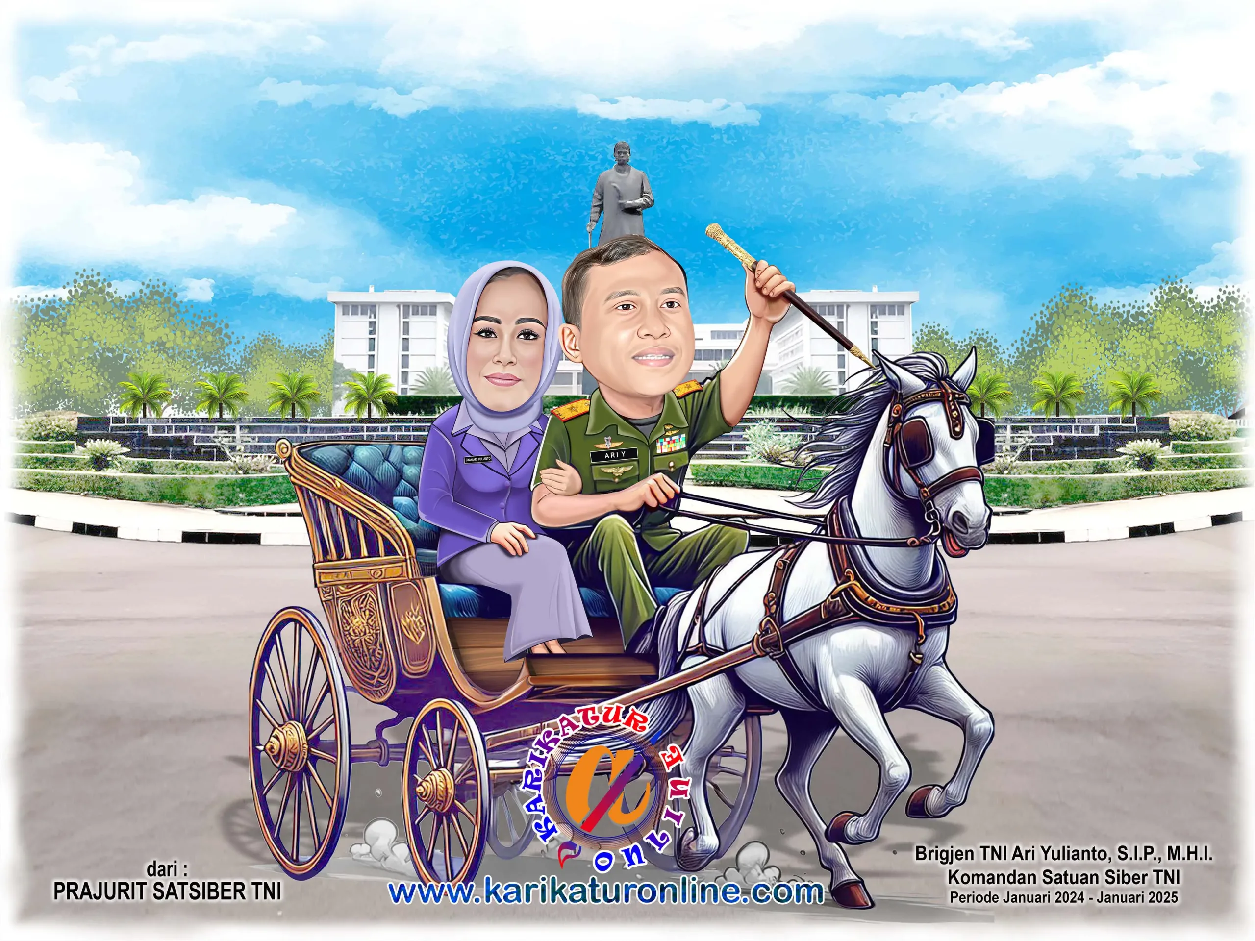 karikatur unik dan lucu TNI naik delman