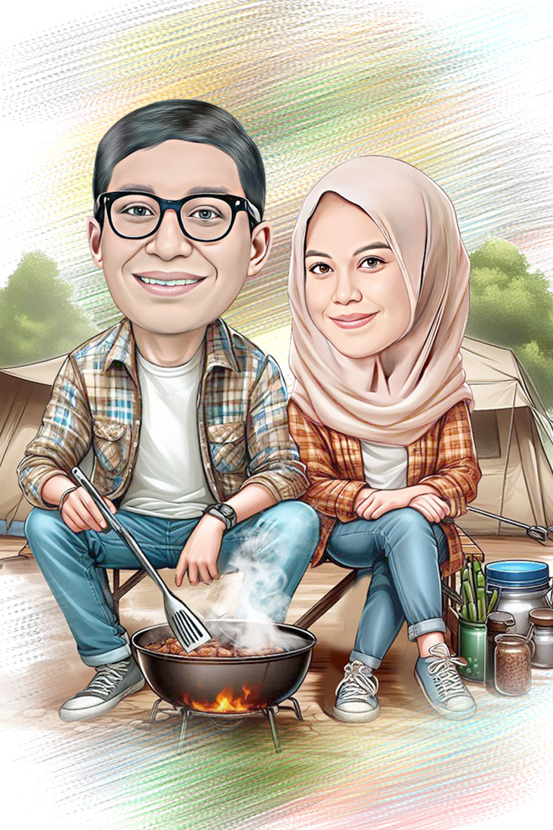 Karikatur couple untuk kado ulang tahun