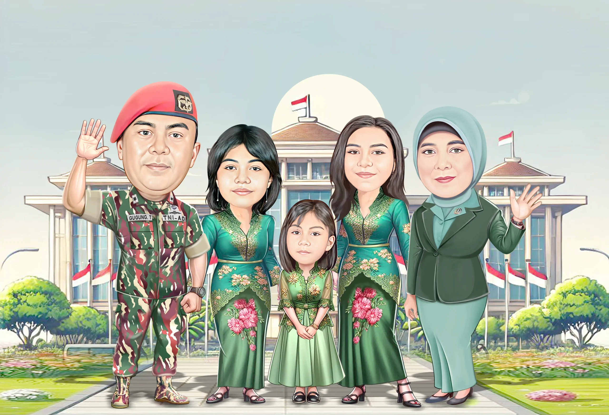 karikatur keluarga anggota kopassus