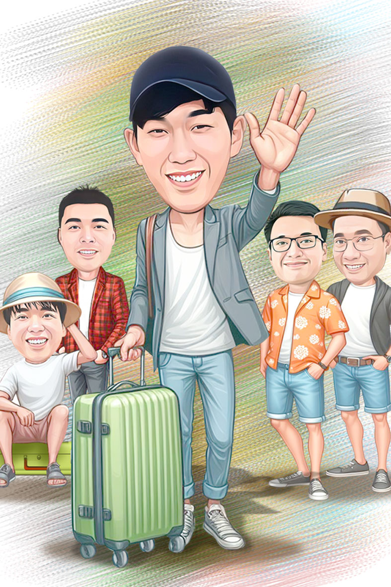 Karikatur grup untuk farewell kantor