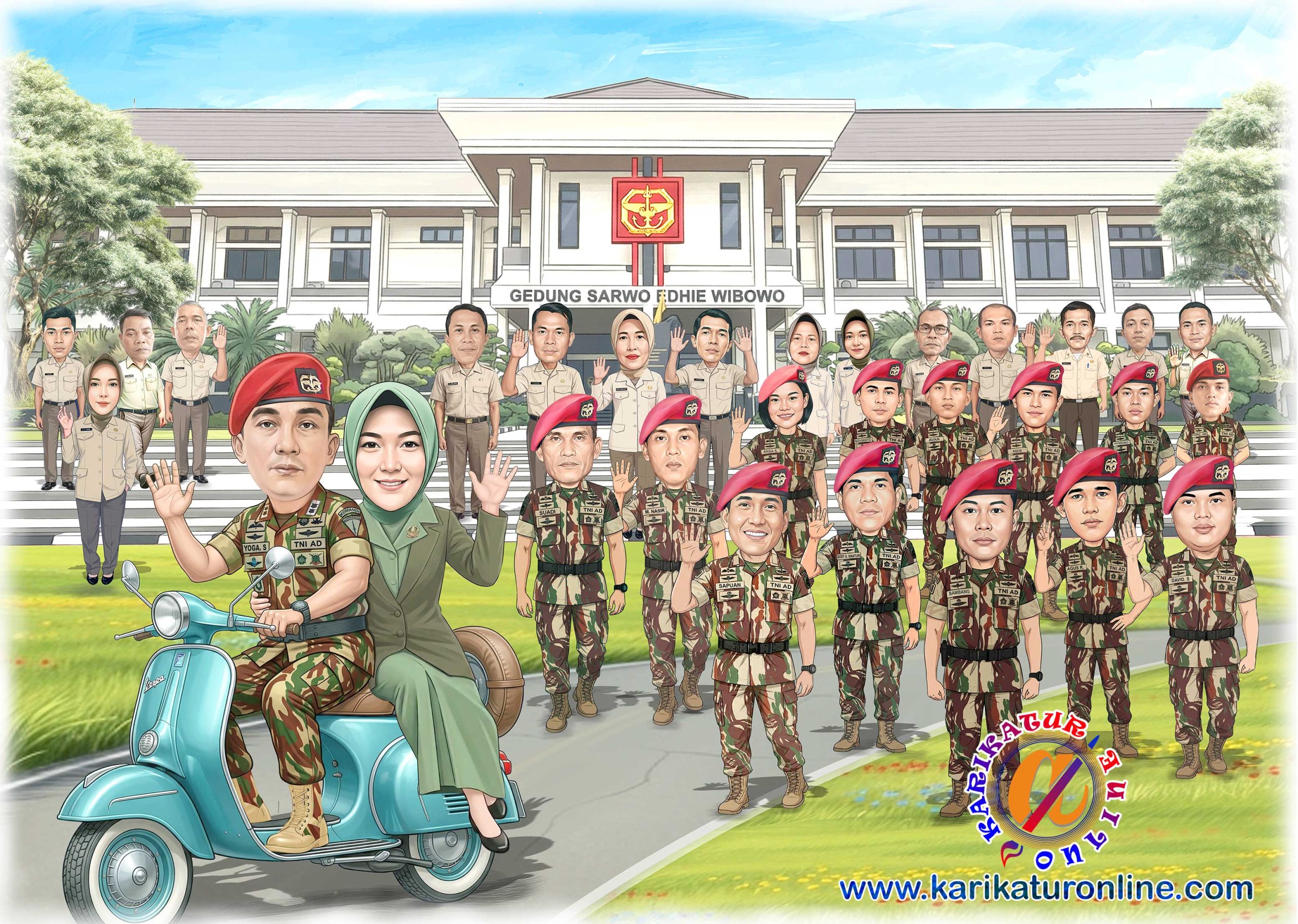 Jasa gambar karikatur murah hasil profesional untuk acara sertijab