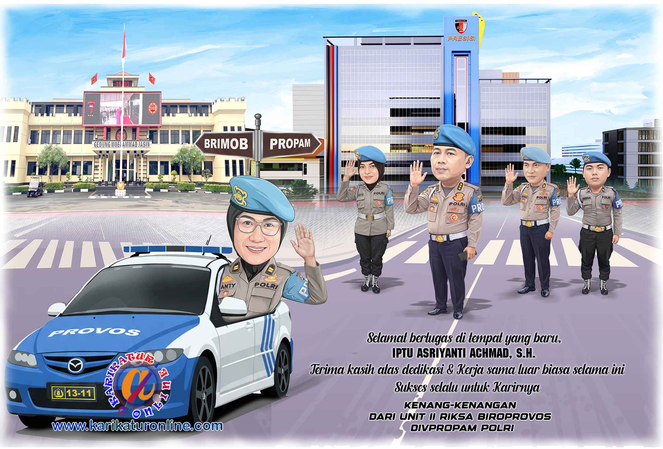 Karikatur grup sertijab polisi provos tema unik