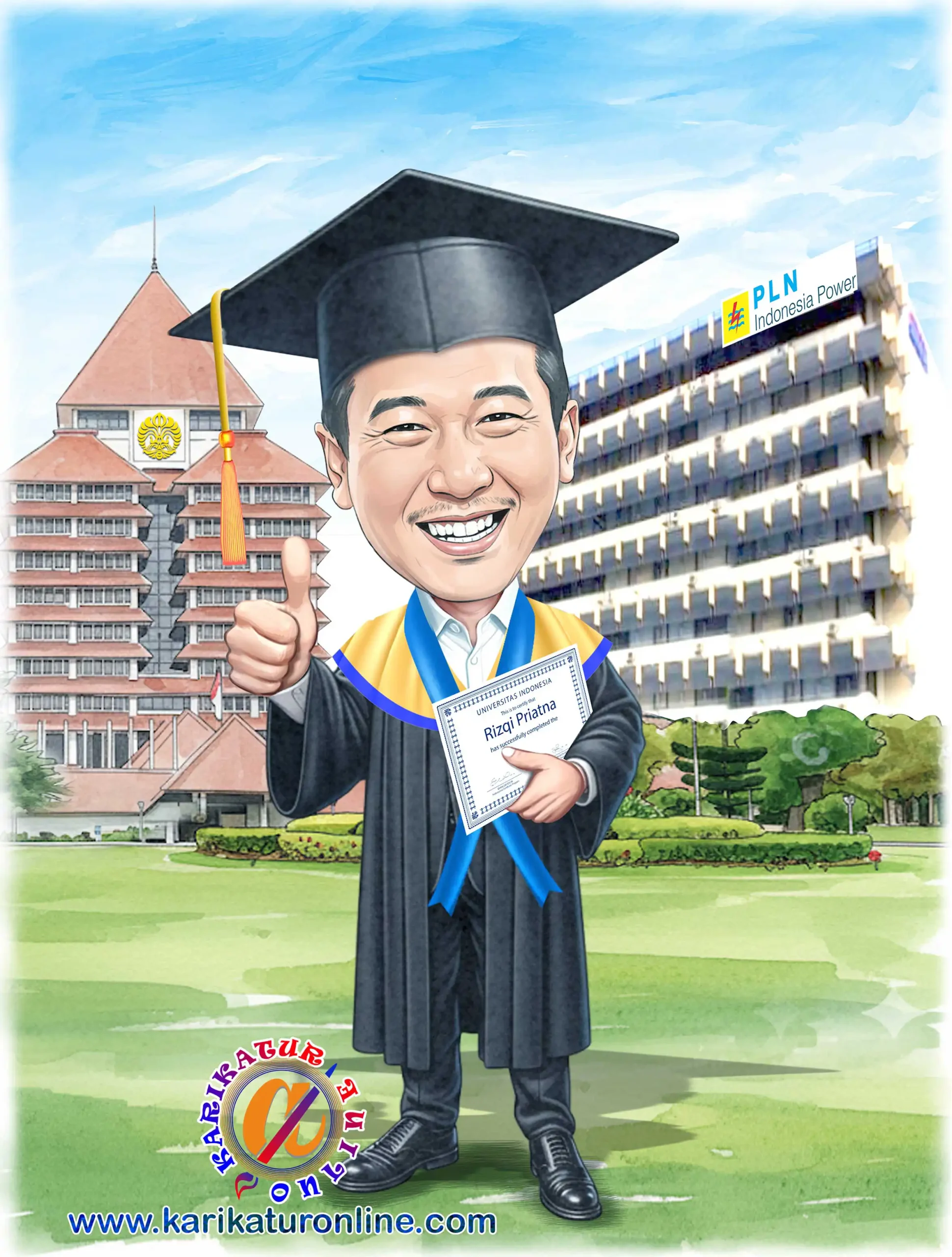 karikatur hadiah acara wisuda