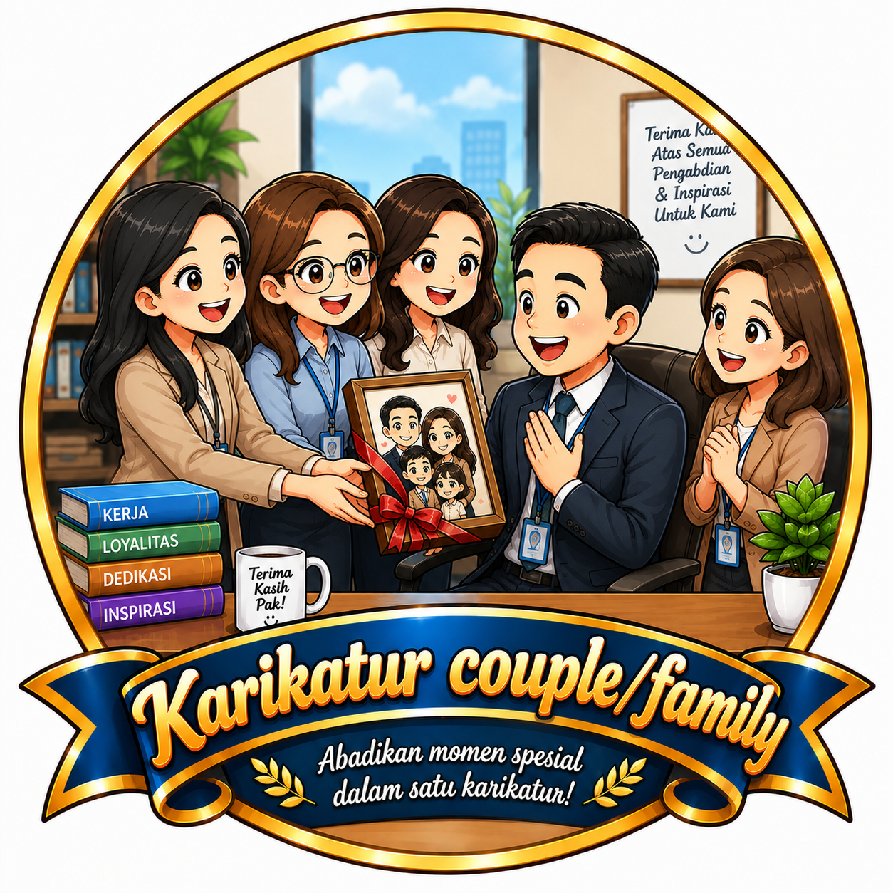 galeri gambar karikatur menampilkan pasangan atau keluarga